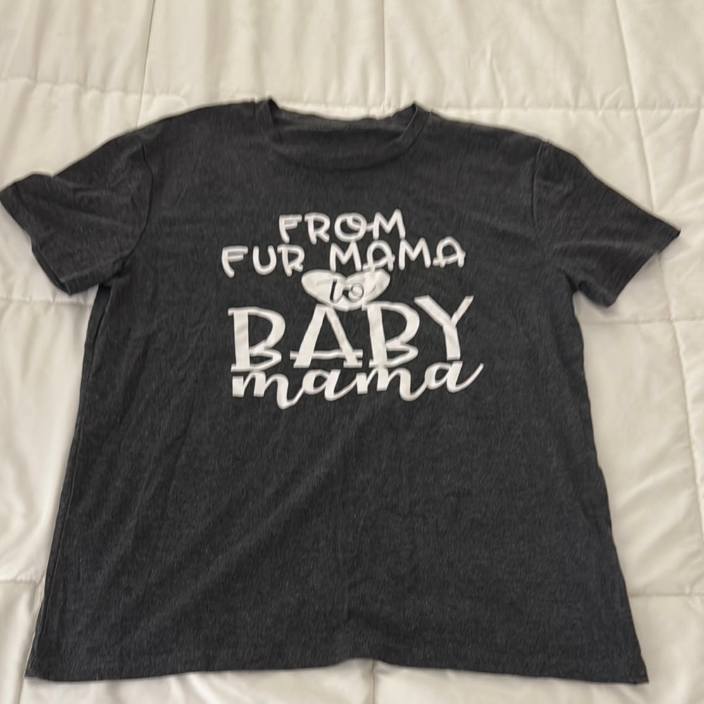 Gray Graphic Tee with White Text